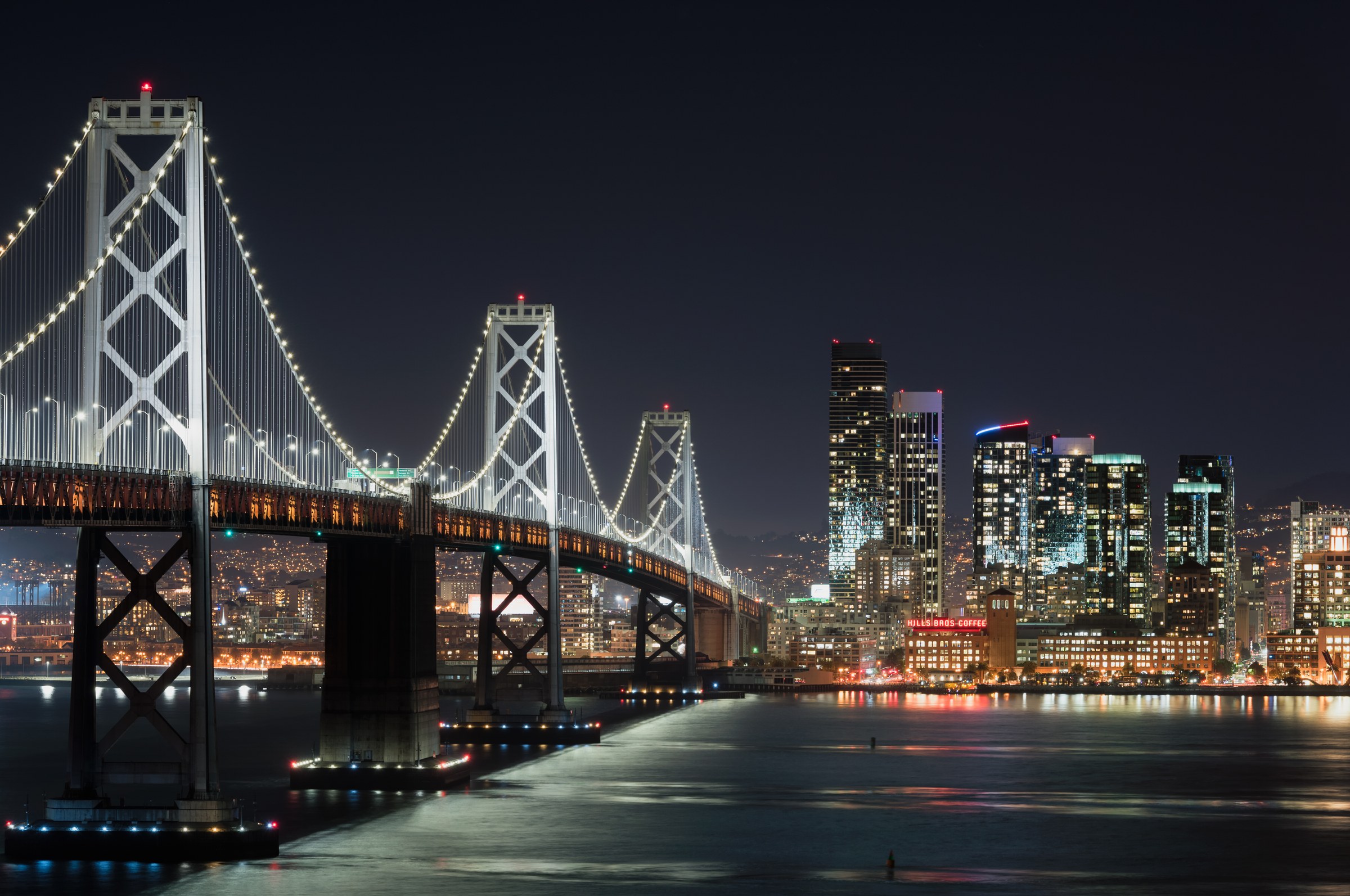 Bay Bridge and San Francisco at night
