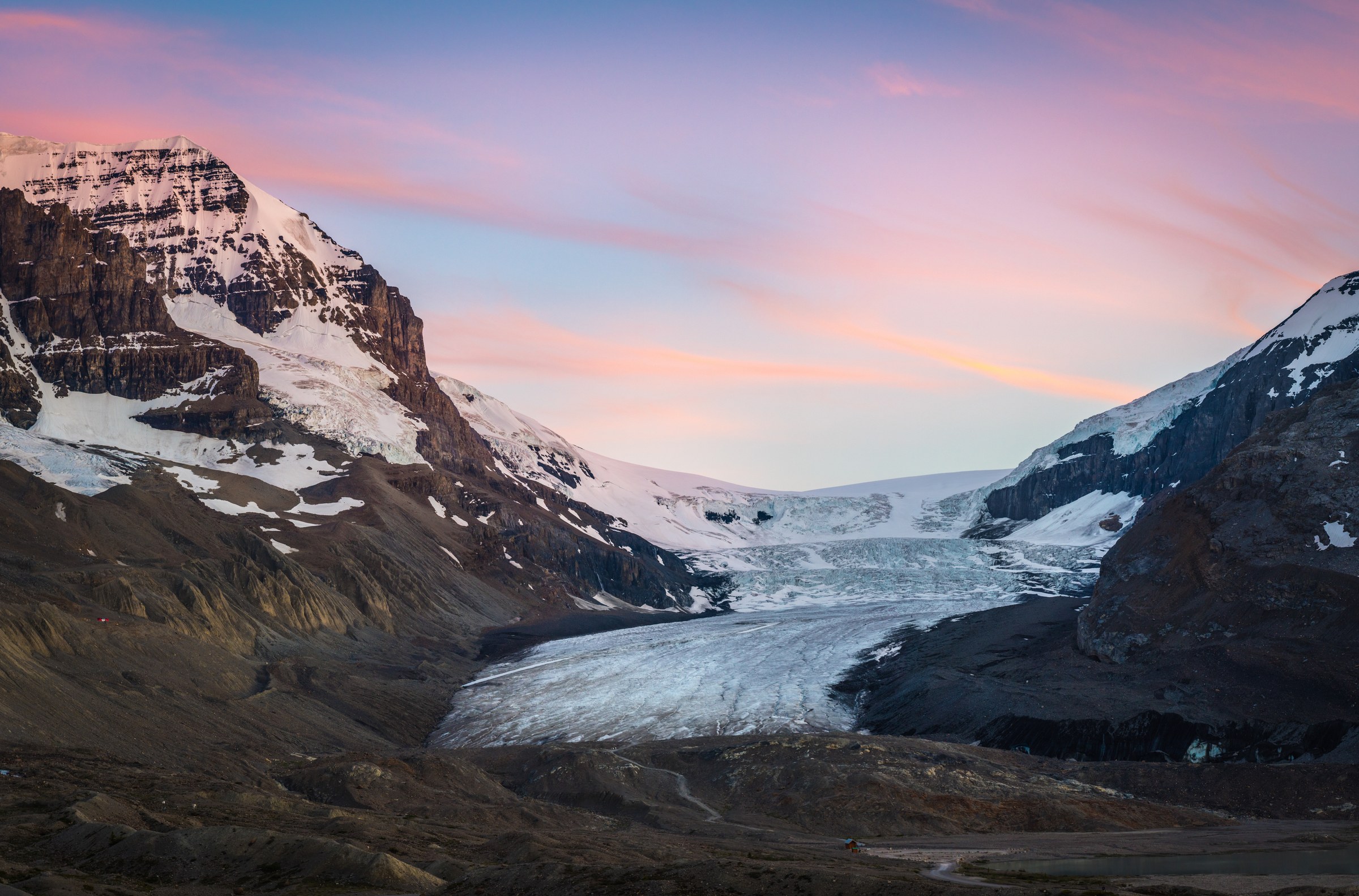 Sunset at Athabasca Glacier, Columbia Icefield, Canadian Rockies